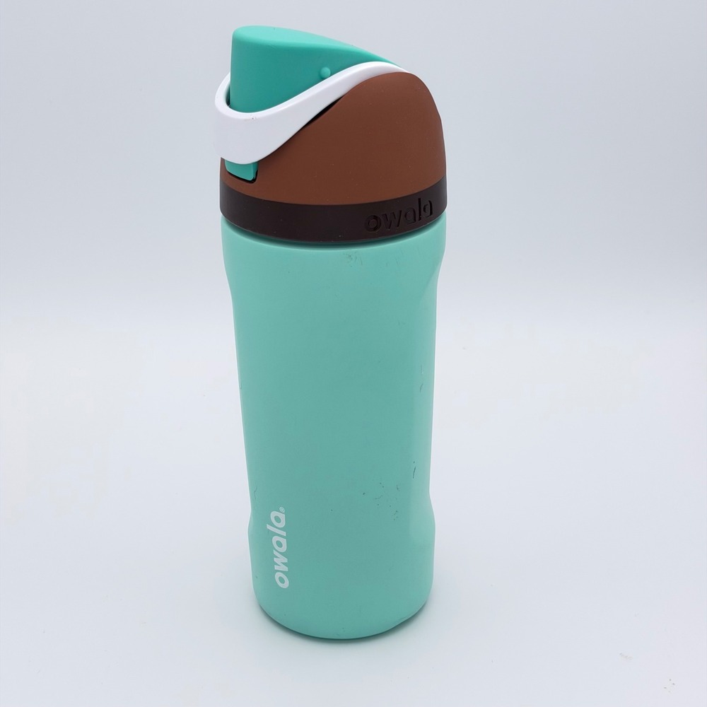 Owala Kids FreeSip 16oz Insulated Stainless Steel Water Bottle Straw Teal Brown